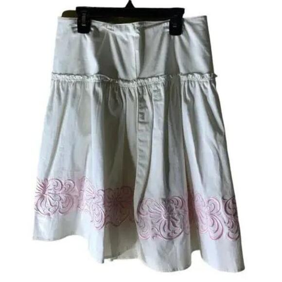 A.M.I. Embroidered Skirt Women's Size 8 Ribbon Bow Back Zip - Picture 1 of 9